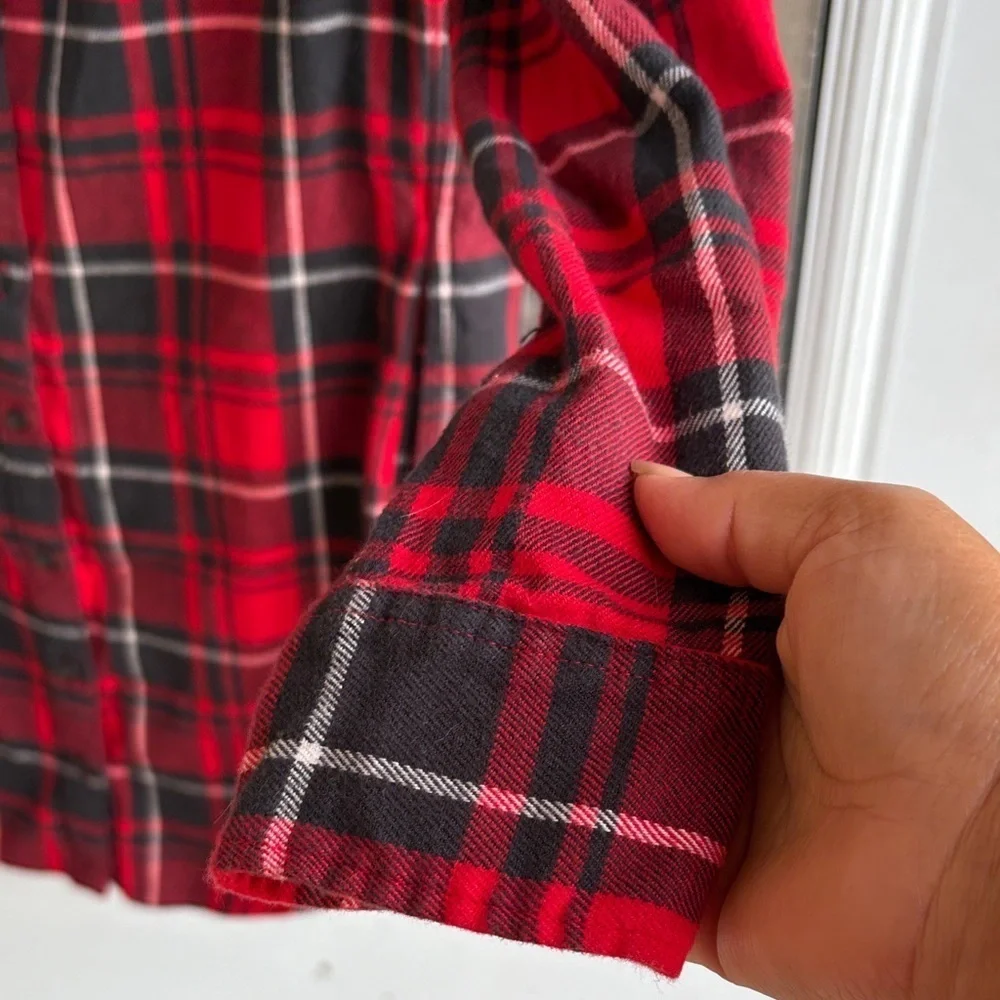 Ralph Lauren Red and Black Plaid Button-Up Shirt dress